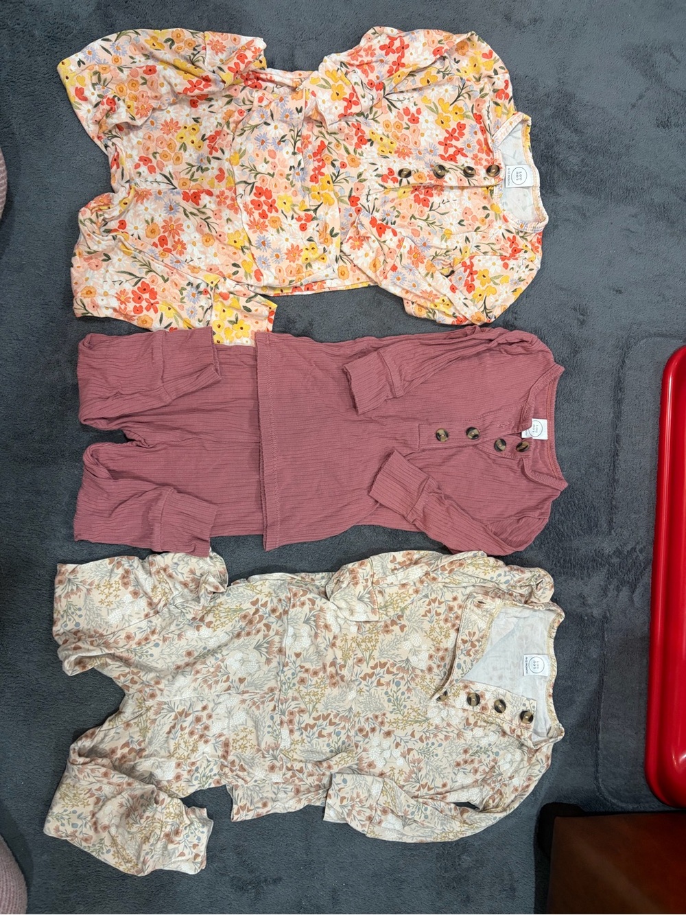 Lou Lou & Co Baby Girl Two Piece Outfits - Mauve and Floral 6 and 12 months